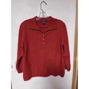 griffen Women's Red 100% Cashmere Polo Sweater Size L